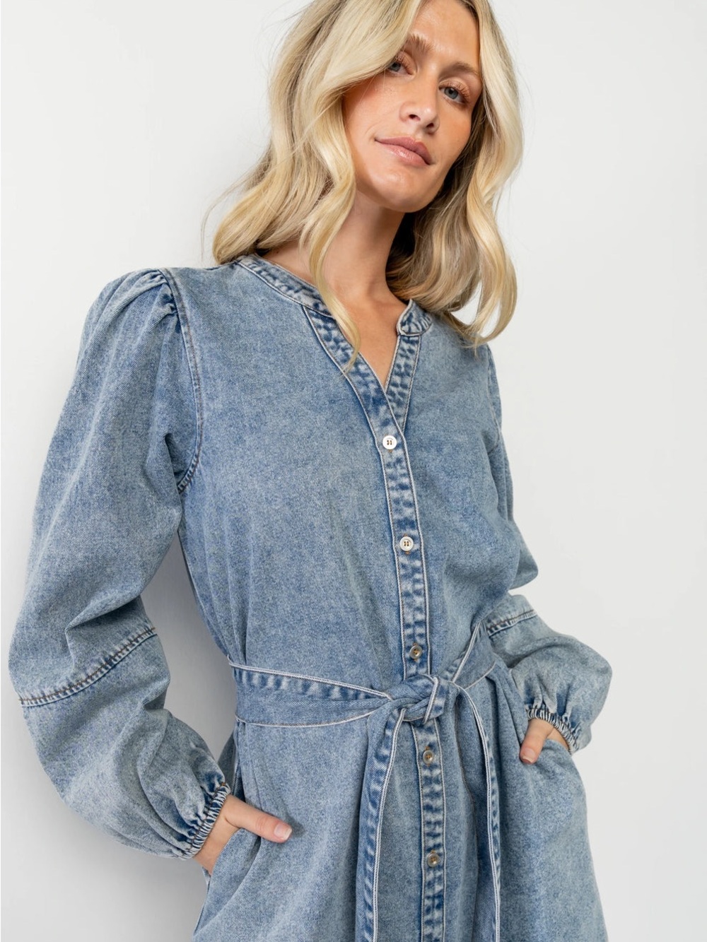 BALTIC BORN STONE WASHED TORA MINI DRESS SZ M LONG SLEEVE BRAND NEW WITH TAGS - Picture 2 of 13